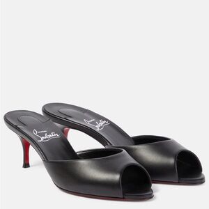 Christian Louboutin Me Dolly 55 Black Peep-Toe Mules Kitten Heel
